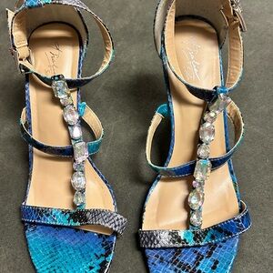 Thalia Sodi Blue and Black Strappy Heels
